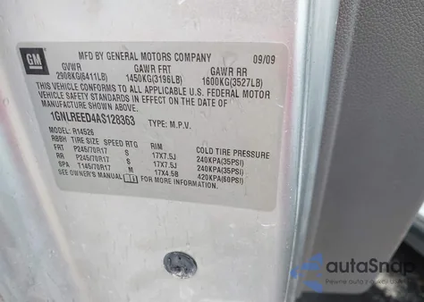 2010 Chevrolet Traverse Ls z USA, uszkodzony, nr VIN 1GNLREED4AS128363